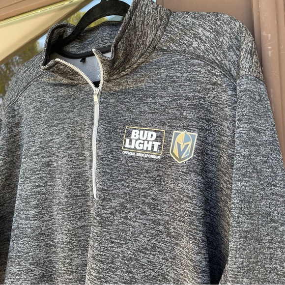 adidas 1/4-Zip Black/Grey "Bud Light" Las Vegas Golden Knights Pullover XL - Picture 6 of 13